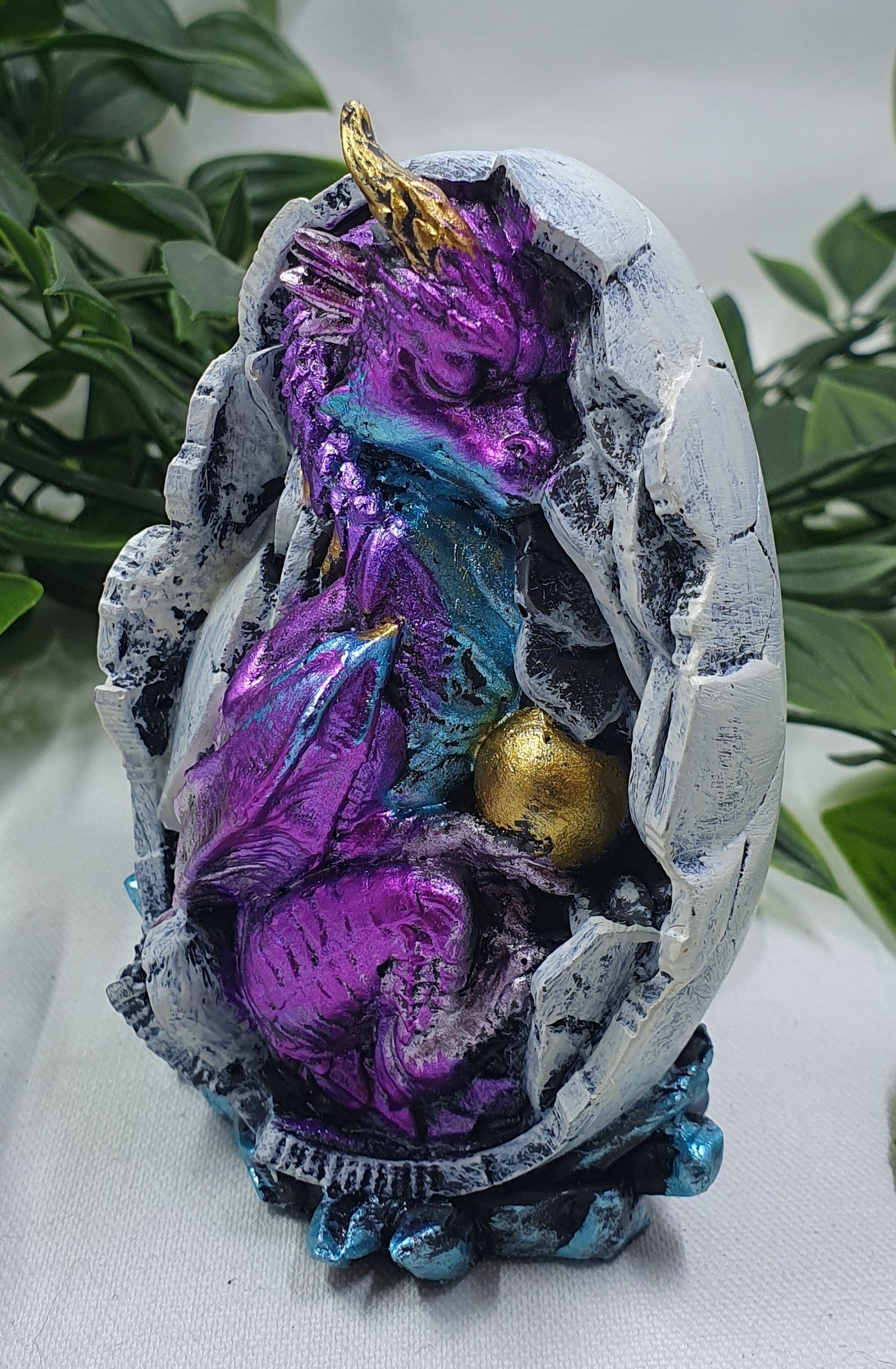 Sleeping Purple Dragon in Fossilized Egg