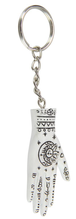 White Palmistry Phrenology Hand Keychain