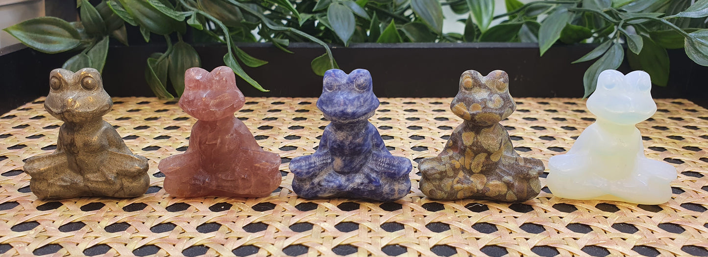 Yoga Posing Frog Carvings