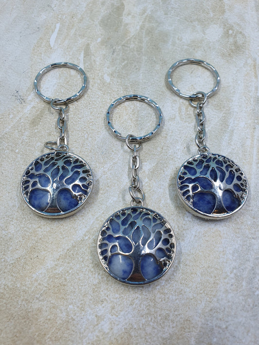 Sodalite Tree of Life Crystal Keychains