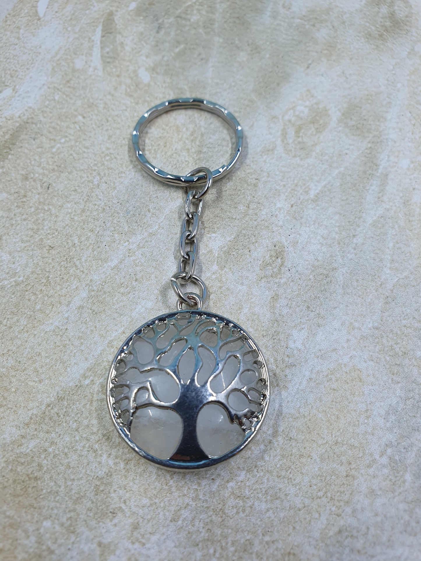 Clear Quartz Tree of Life Crystal Keychains