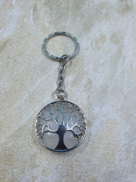 Clear Quartz Tree of Life Crystal Keychains