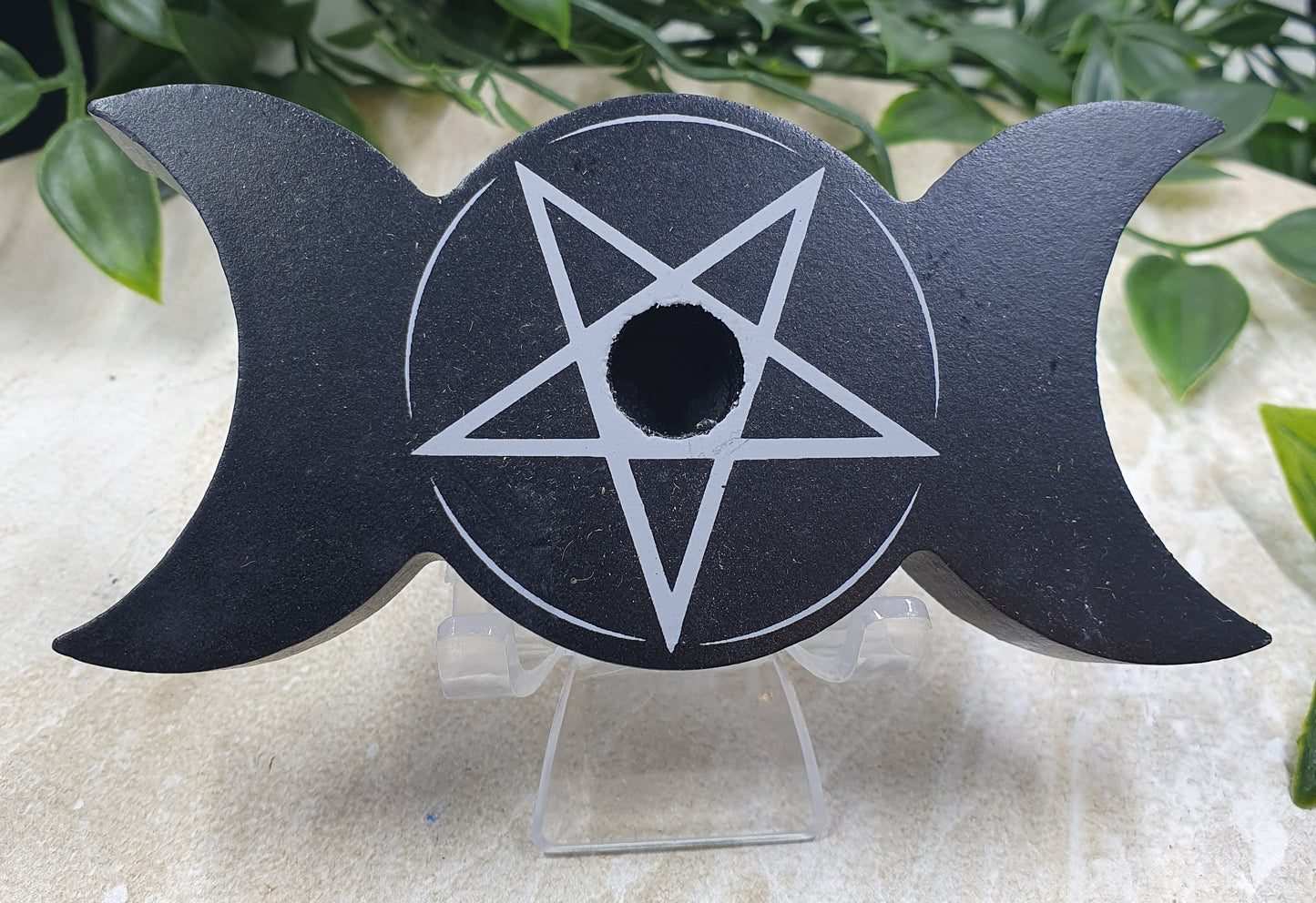 Triple Moon Pentagram Candle Holder