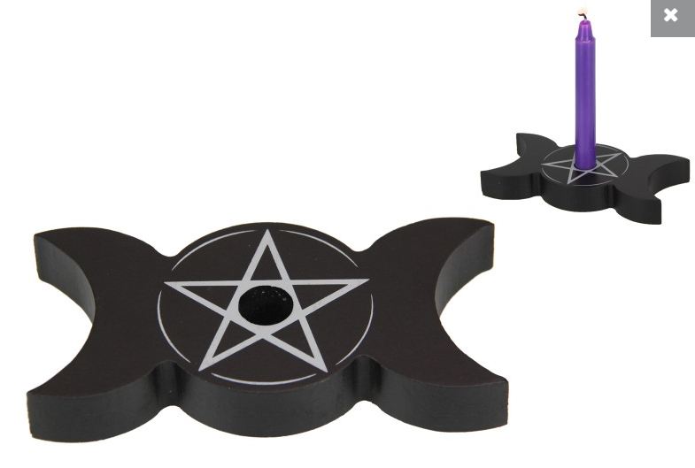 Triple Moon Pentagram Candle Holder