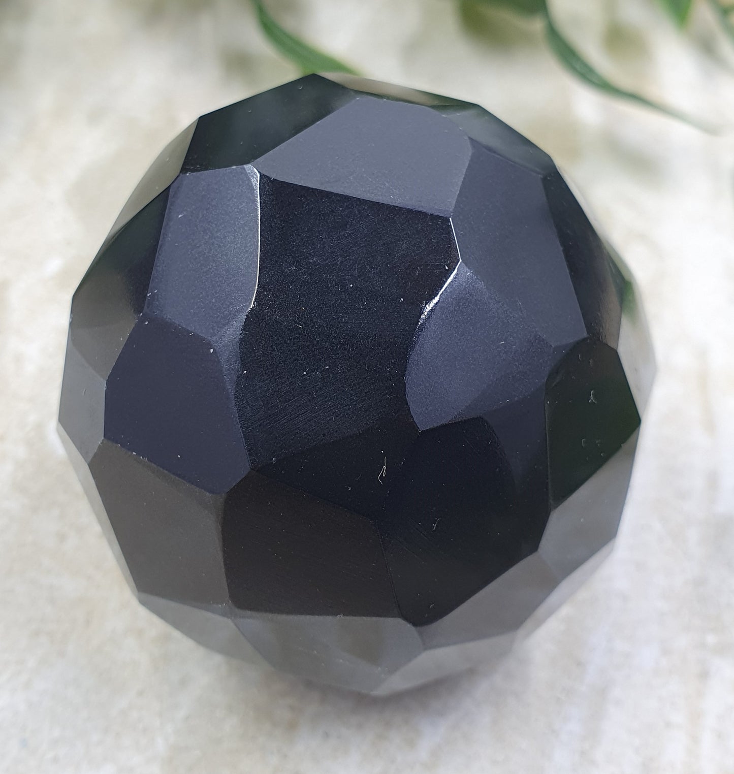 Black Obsidian Faceted Sphere #1