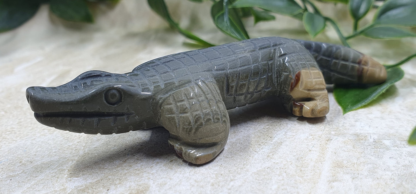 Marmoline Crocodile Carving