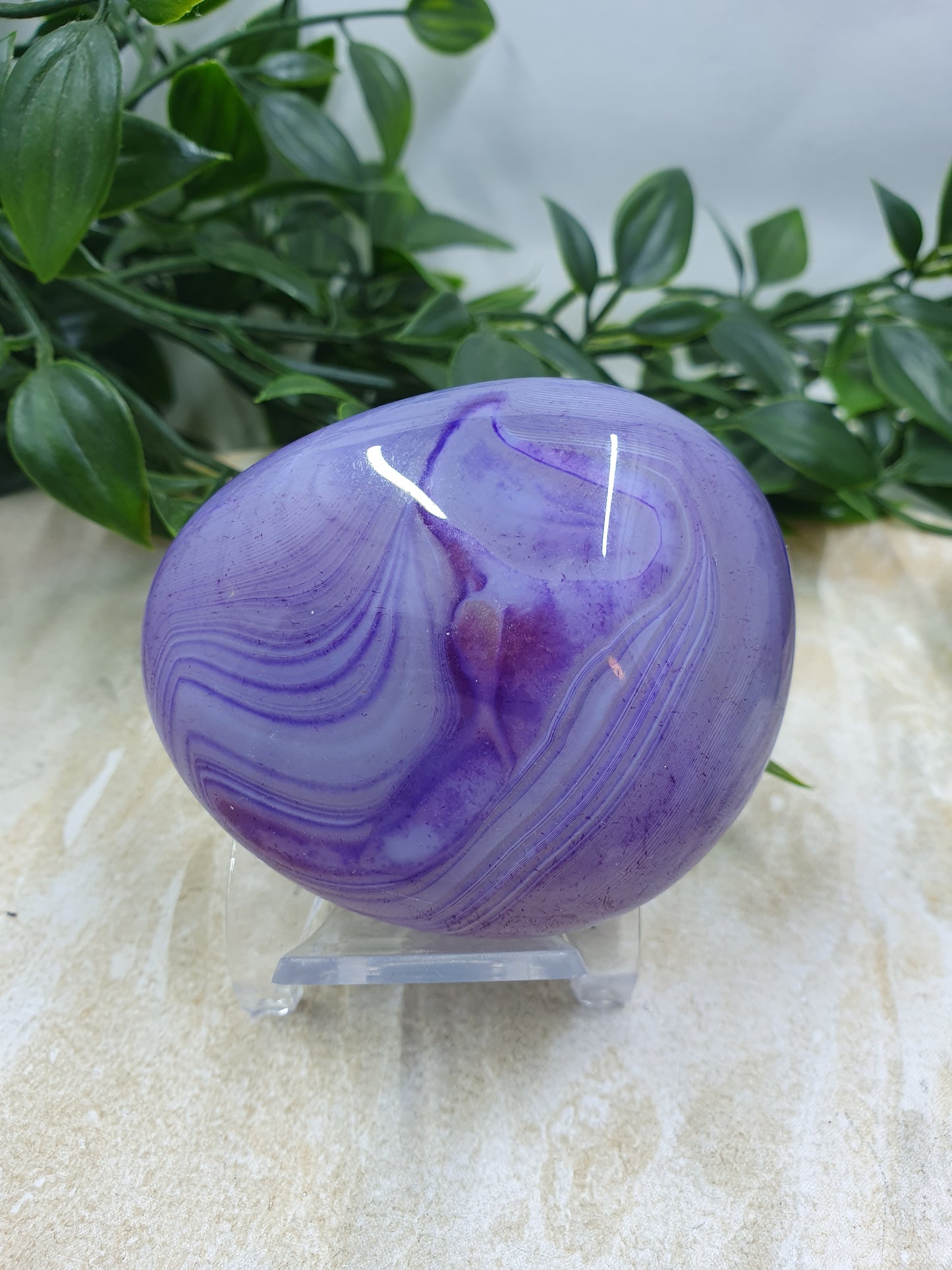 Dyed Purple Agate Palm Stone