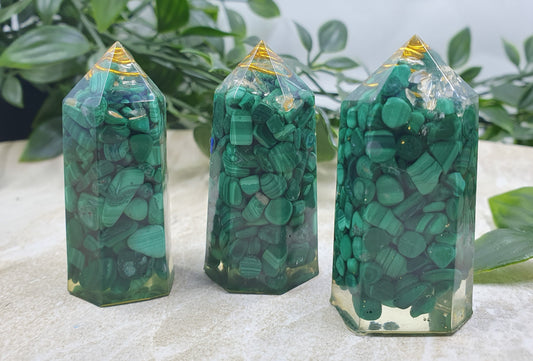 Malachite Orgonite Points