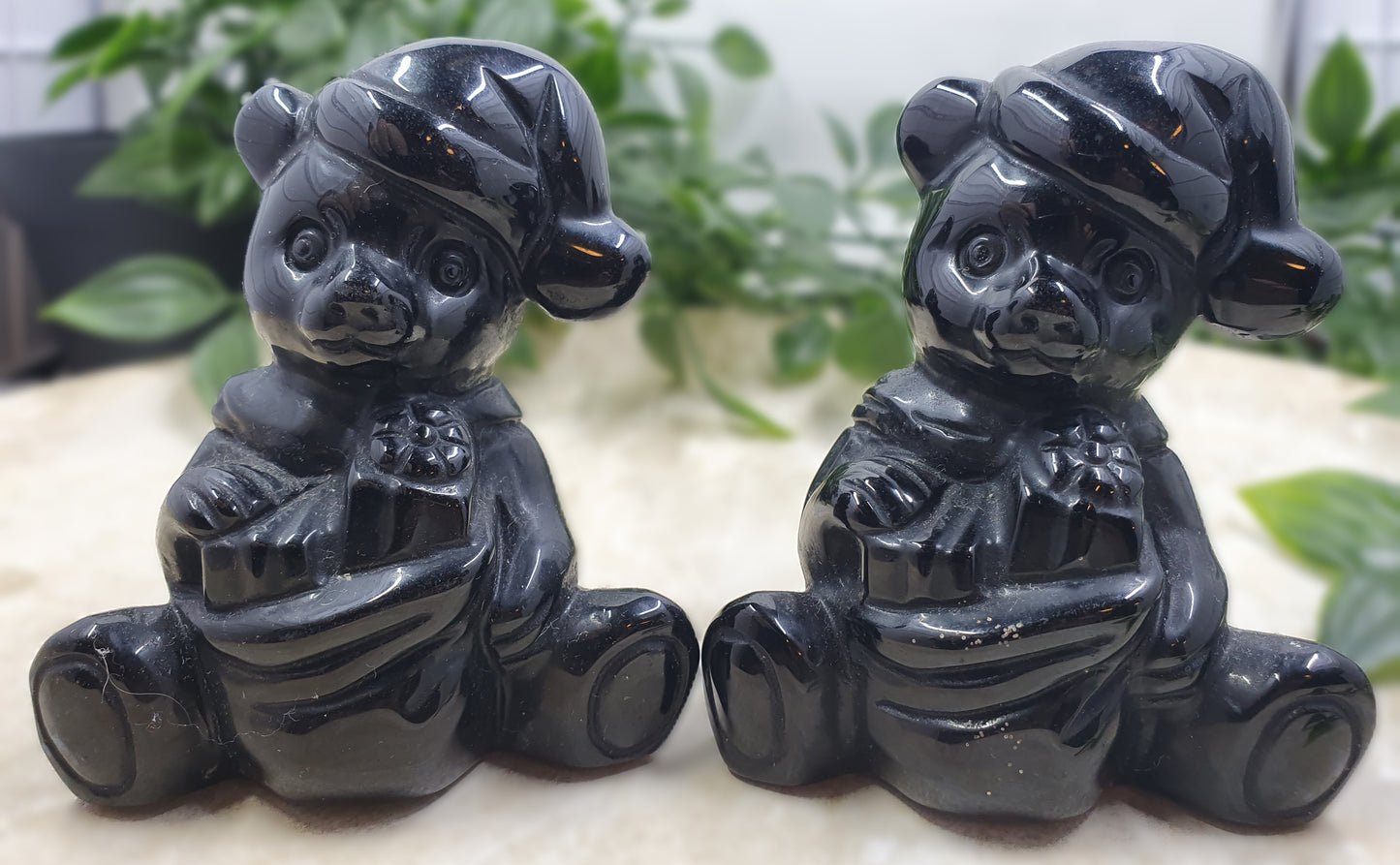 Black Obsidian Santa Bear #1