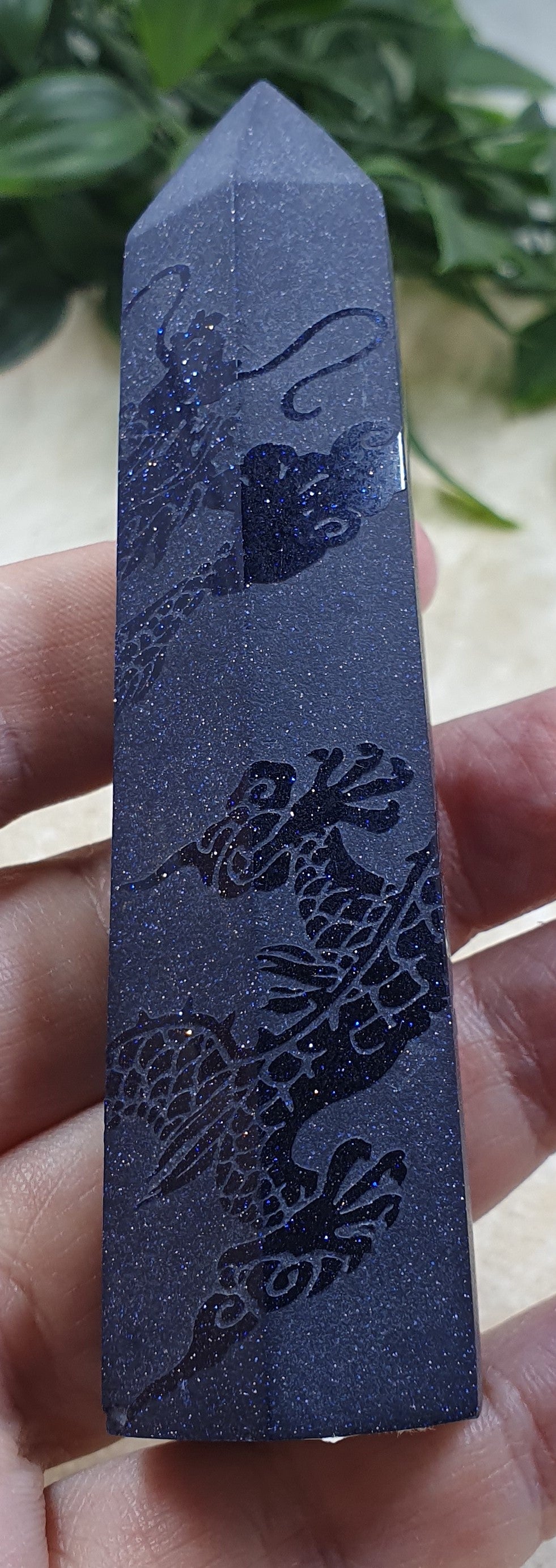 Blue Sandstone Etched Dragon Point #1