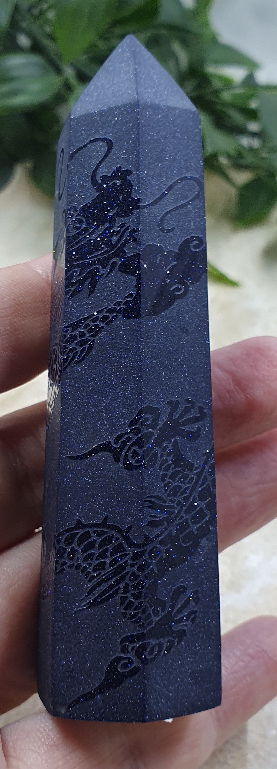 Blue Sandstone Etched Dragon Point #1