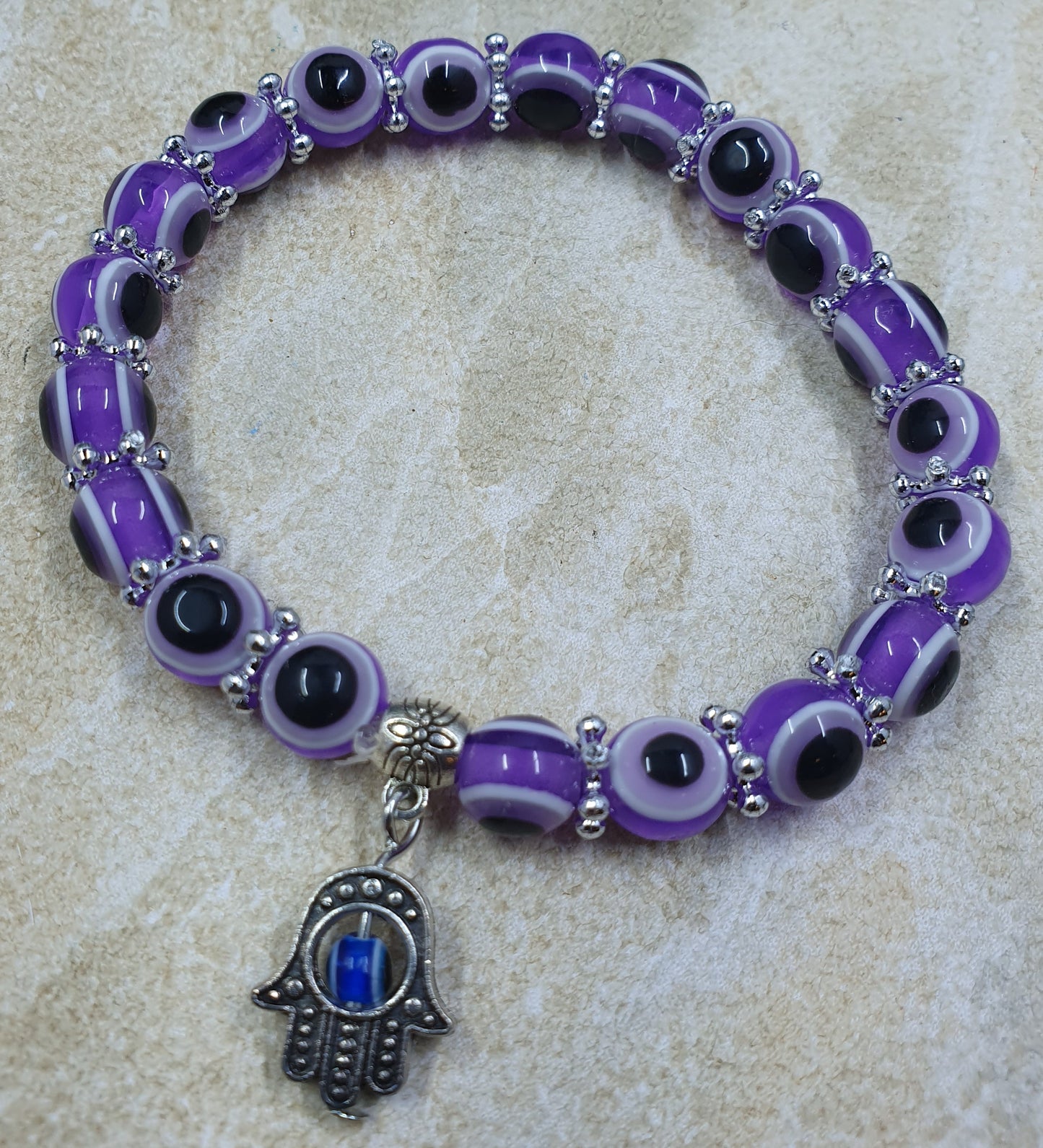 Purple Hamsa Hand Charm Bracelet #6