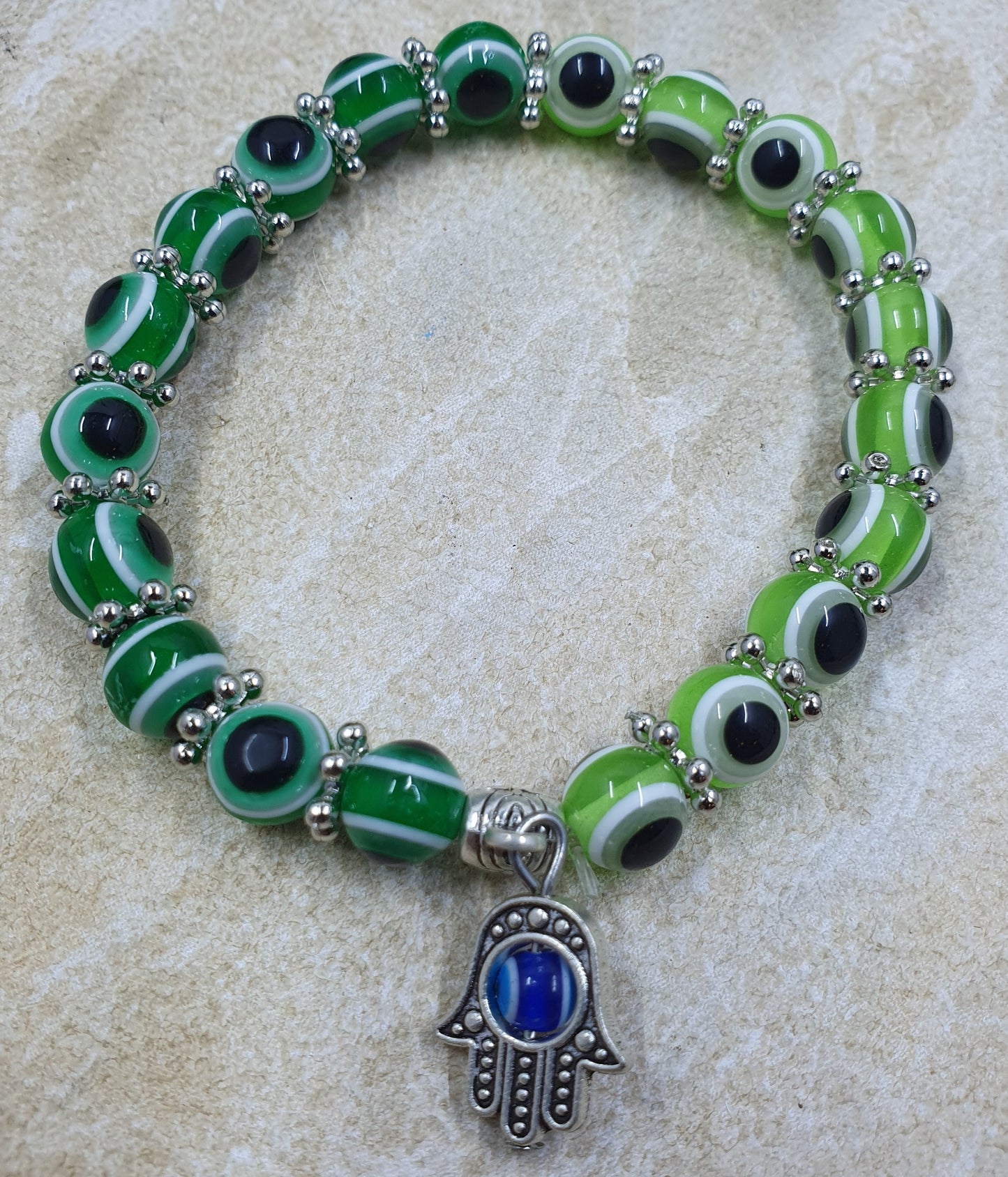 Green Hamsa Hand Charm Bracelet #7