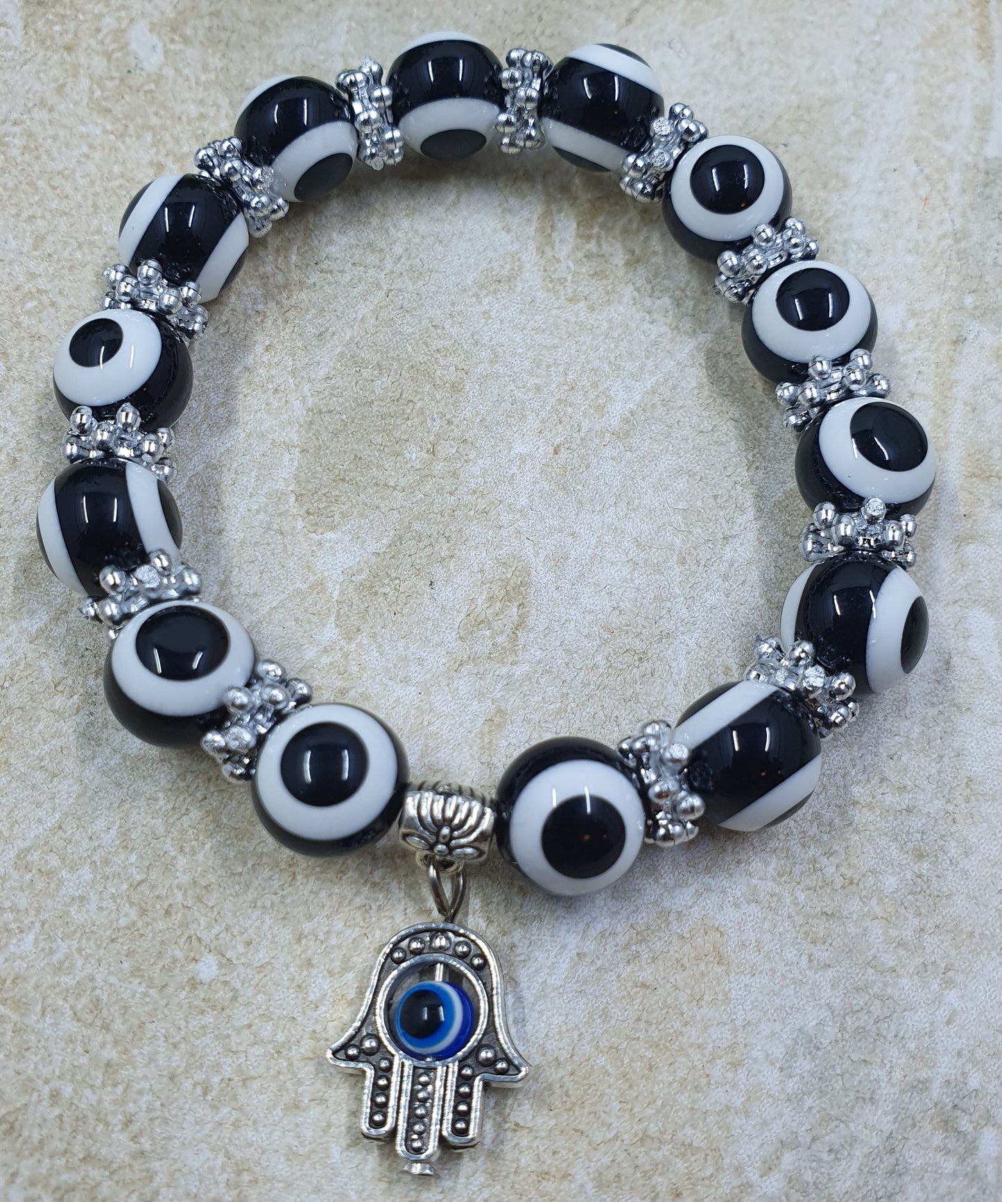 Black Hamsa Hand Charm Bracelet #9