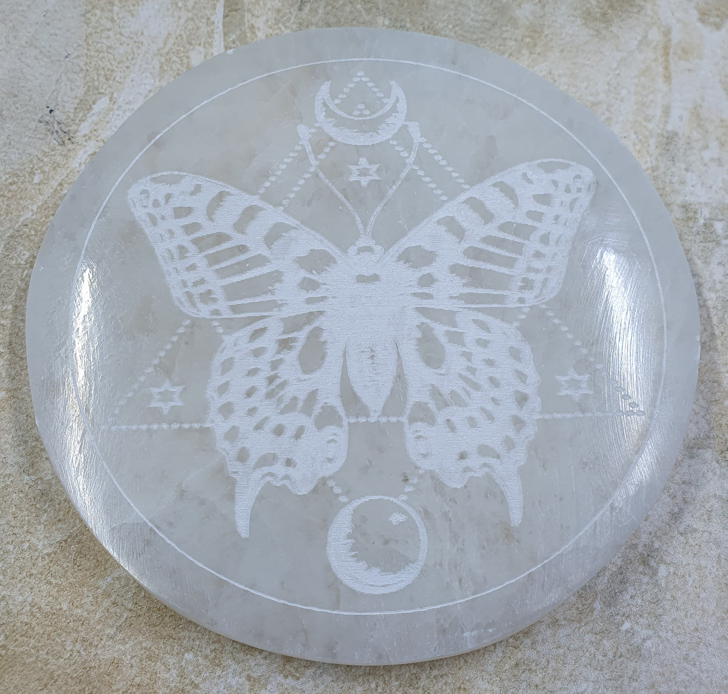 Selenite Moth Charging Plate