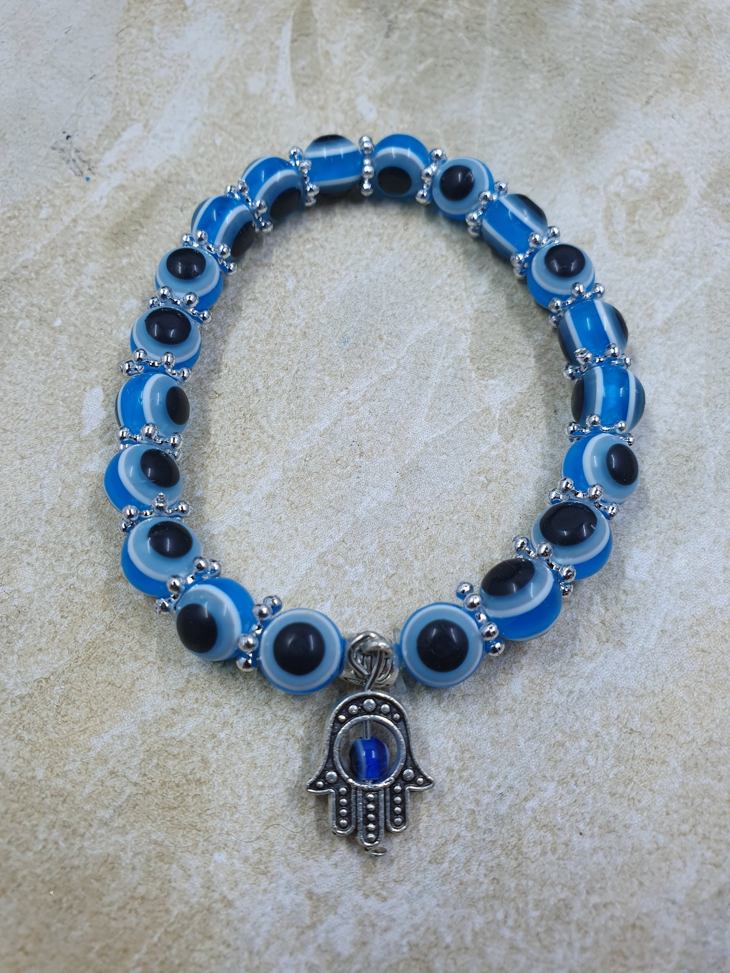 Blue Hamsa Hand Charm Bracelet #12