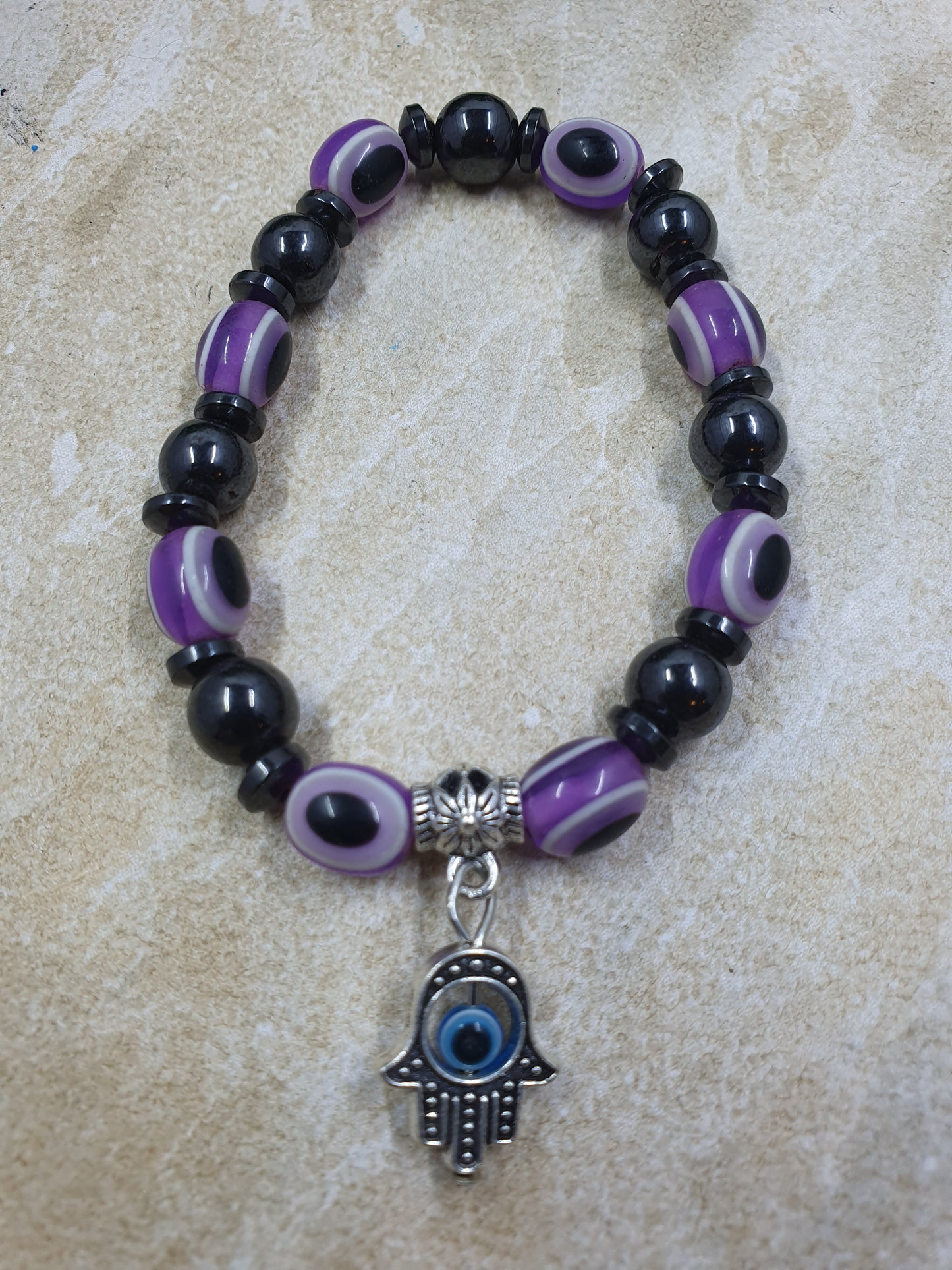 Purple Magnetic Hamsa Hand Charm Bracelet #13