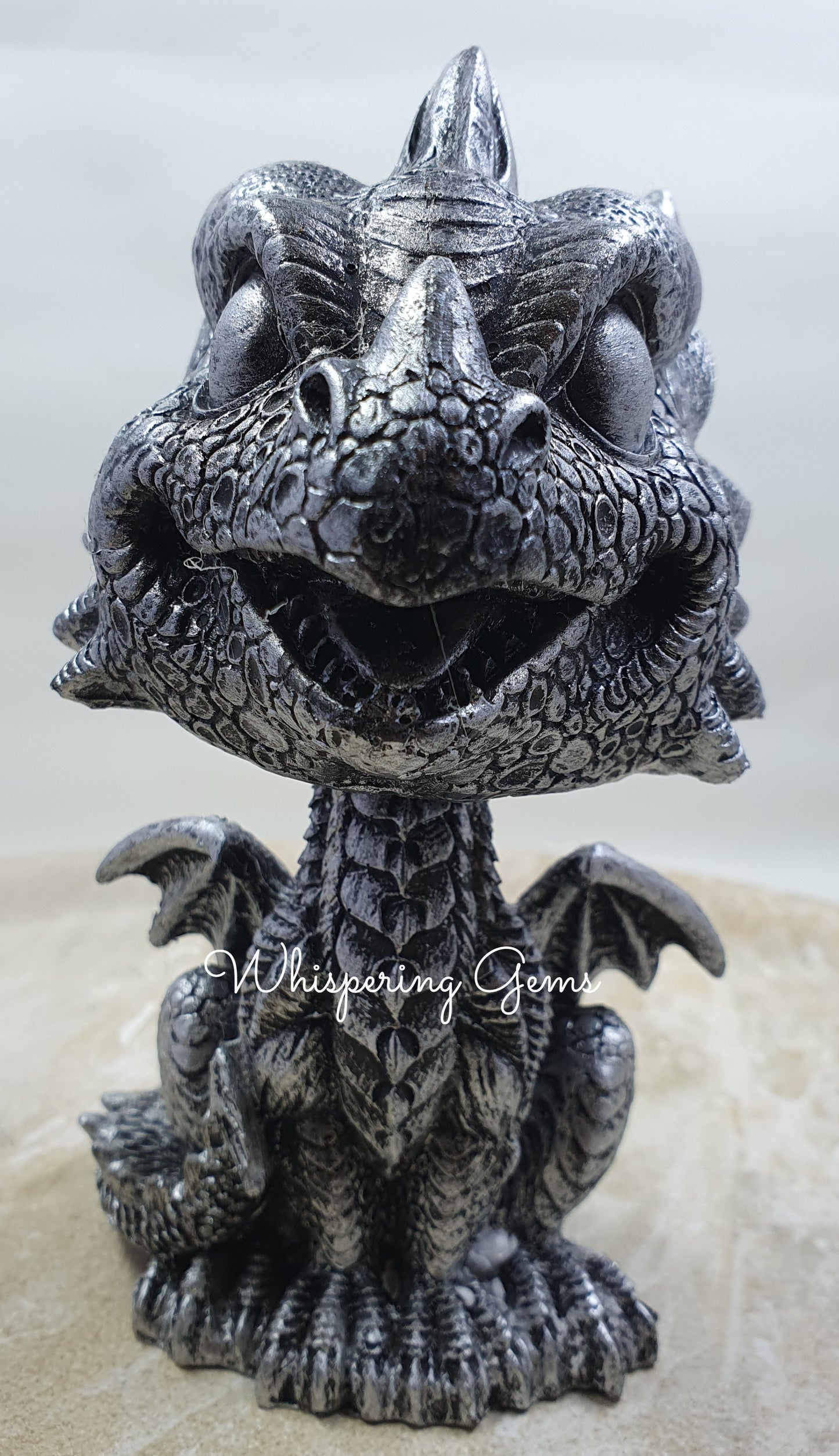 Silver Bobble Head Dragon - Large