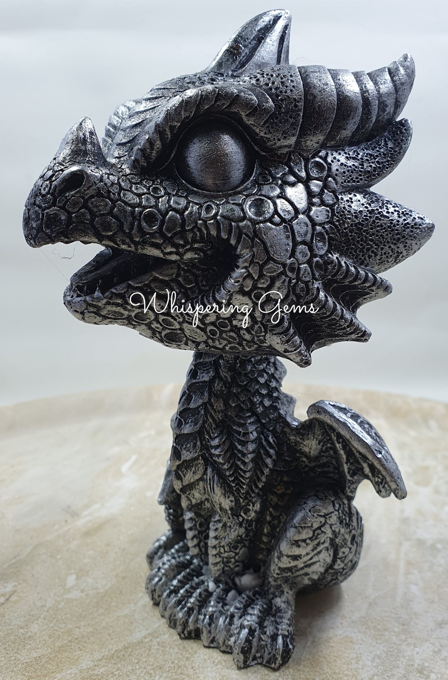 Silver Bobble Head Dragon - Large