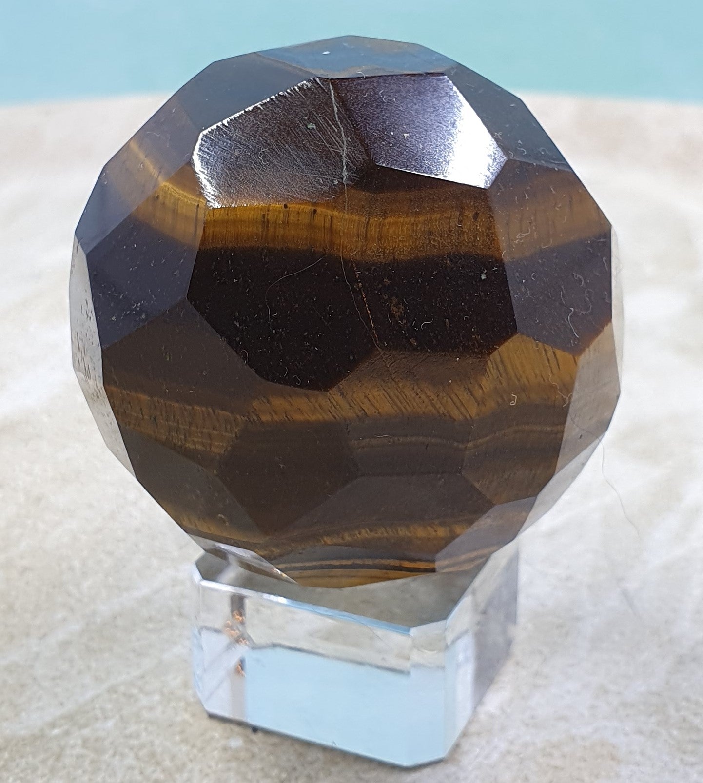 Tigers Eye Faceted Sphere #2