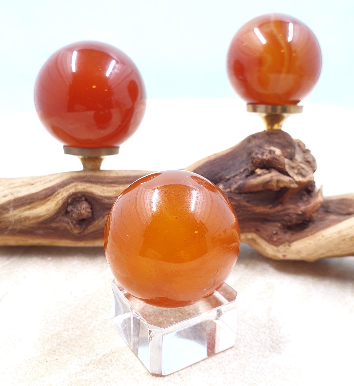 Carnelian Set of 3 Spheres #1