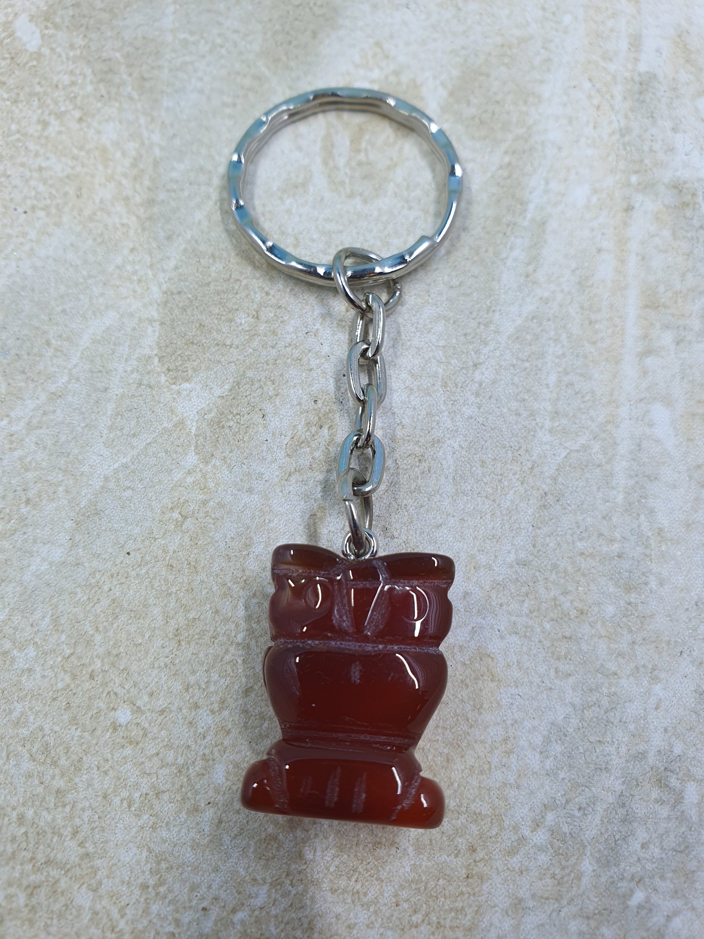 Carnelian Owl Keychain