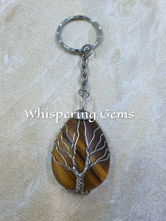 Tigers Eye Tear Drop Keychain