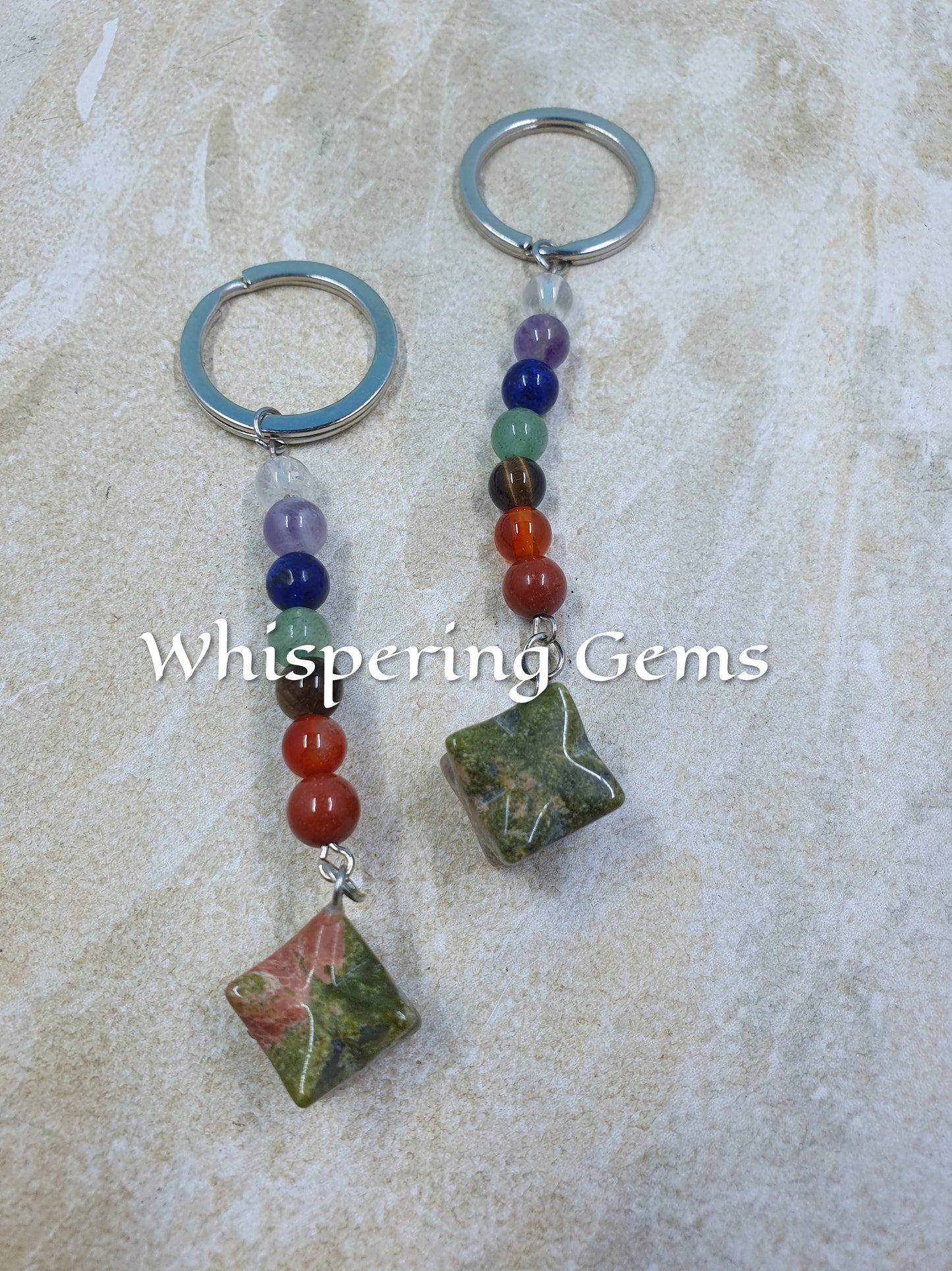 Unakite Chakra Keychain