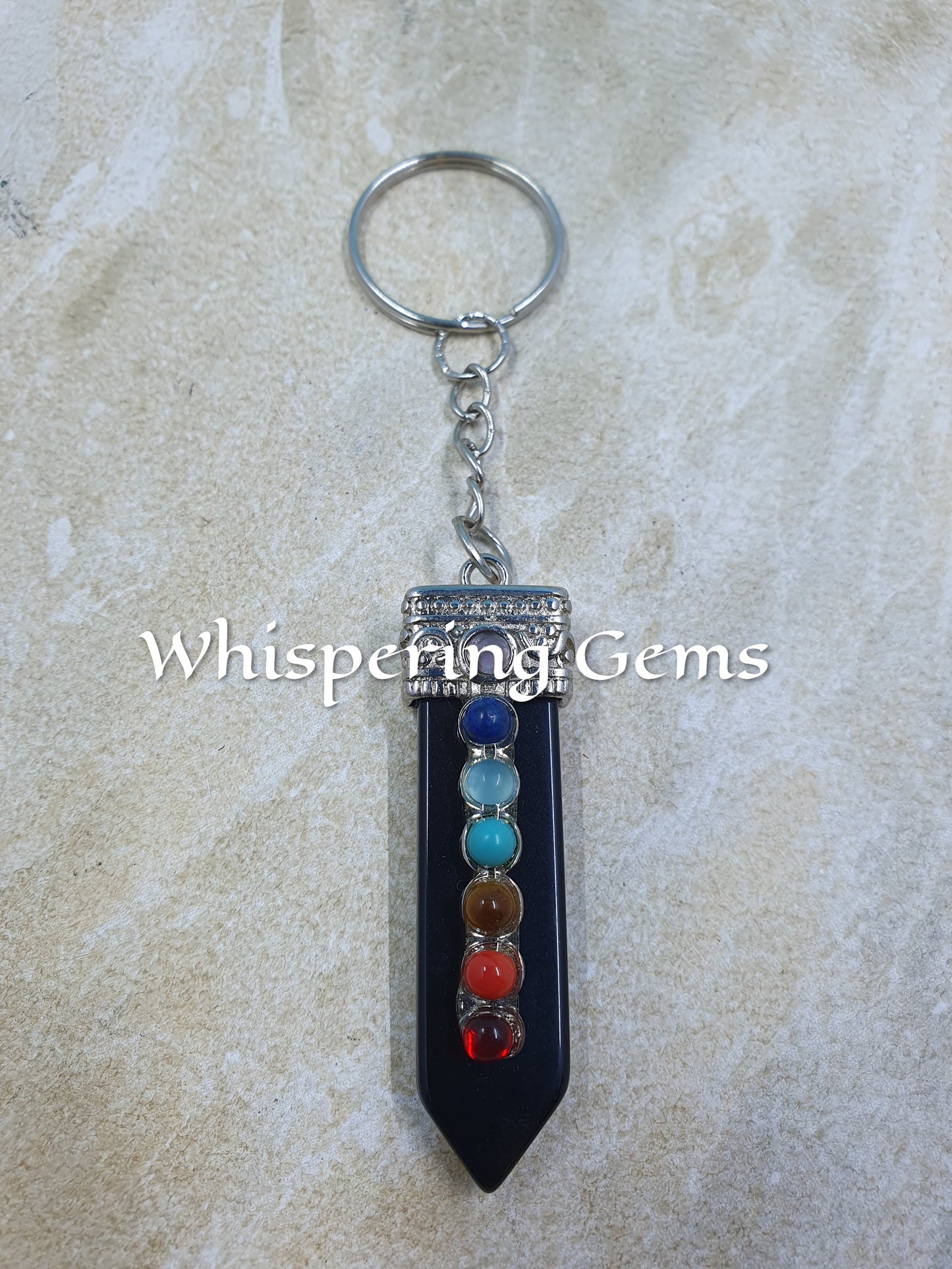 Black Obsidian Chakra Keychain