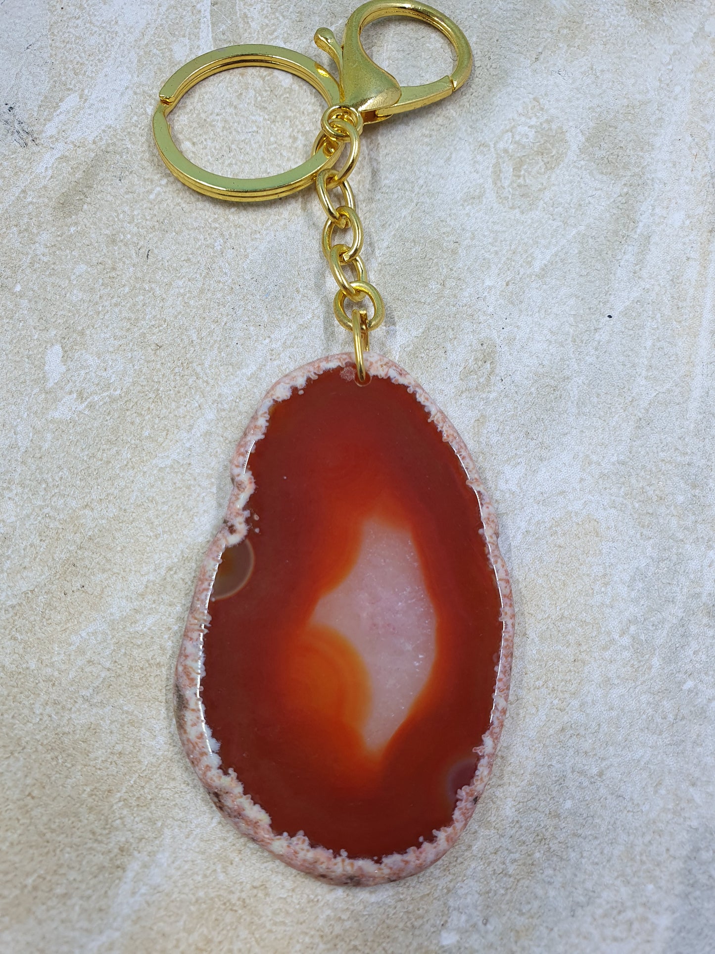 Dyed Agate Slice Keychain