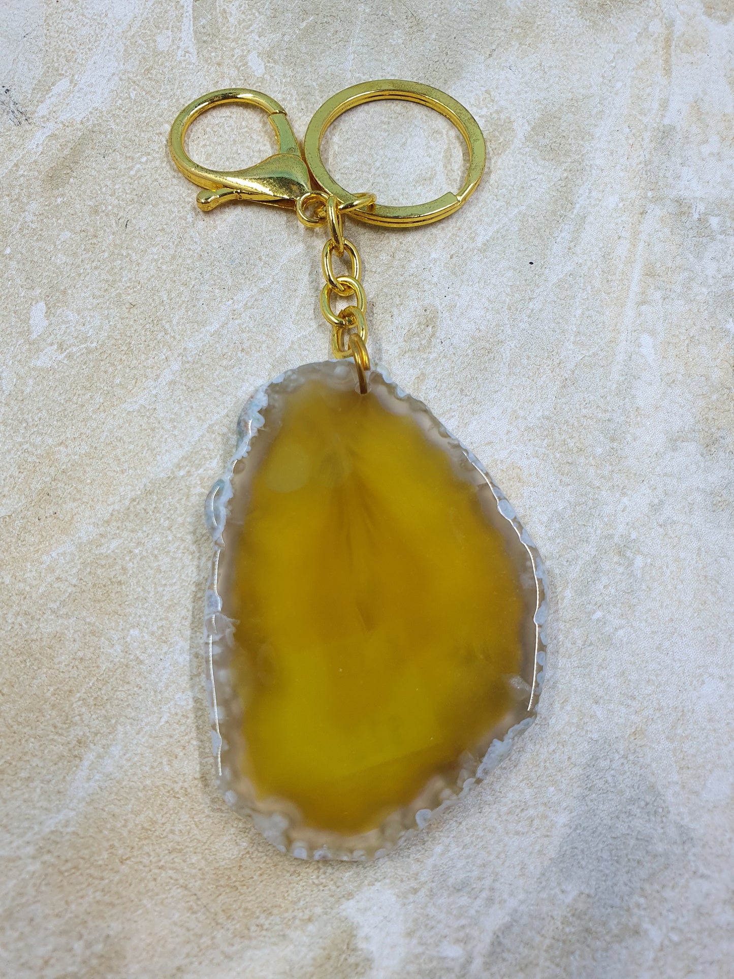 Dyed Agate Slice Keychain