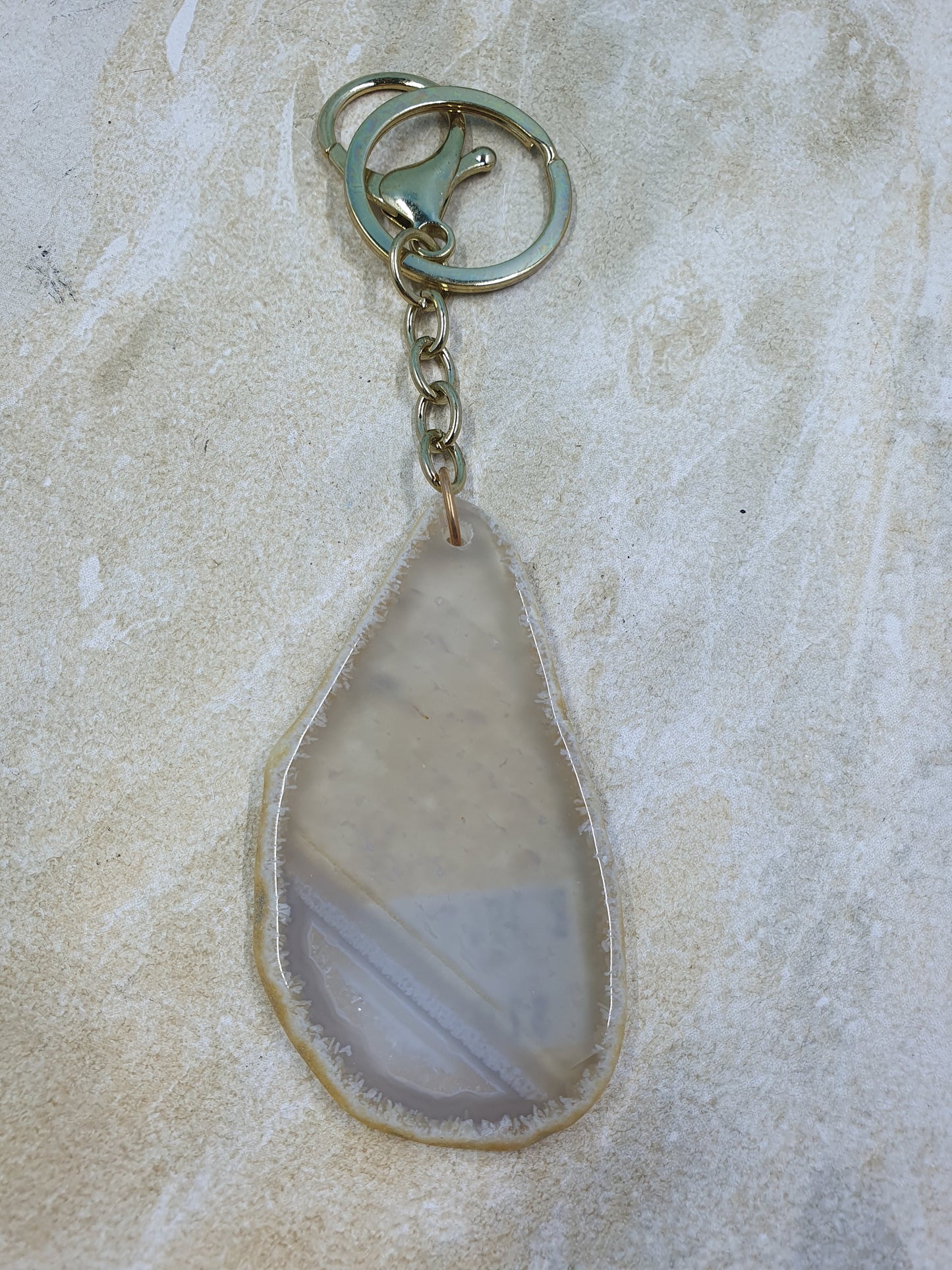 Dyed Agate Slice Keychain