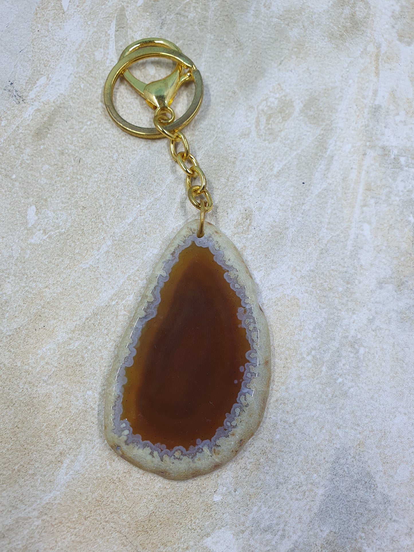 Dyed Agate Slice Keychain