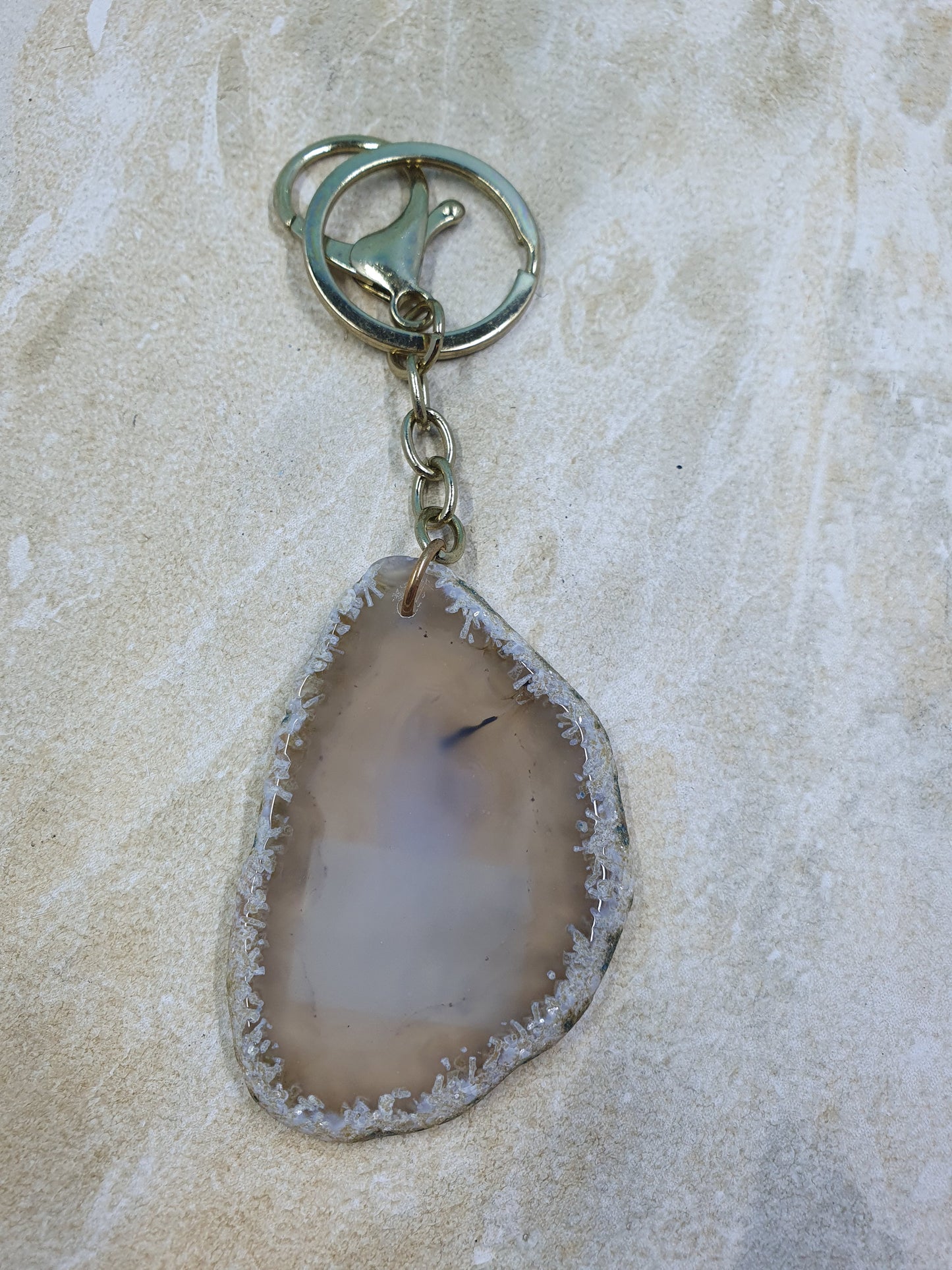 Dyed Agate Slice Keychain