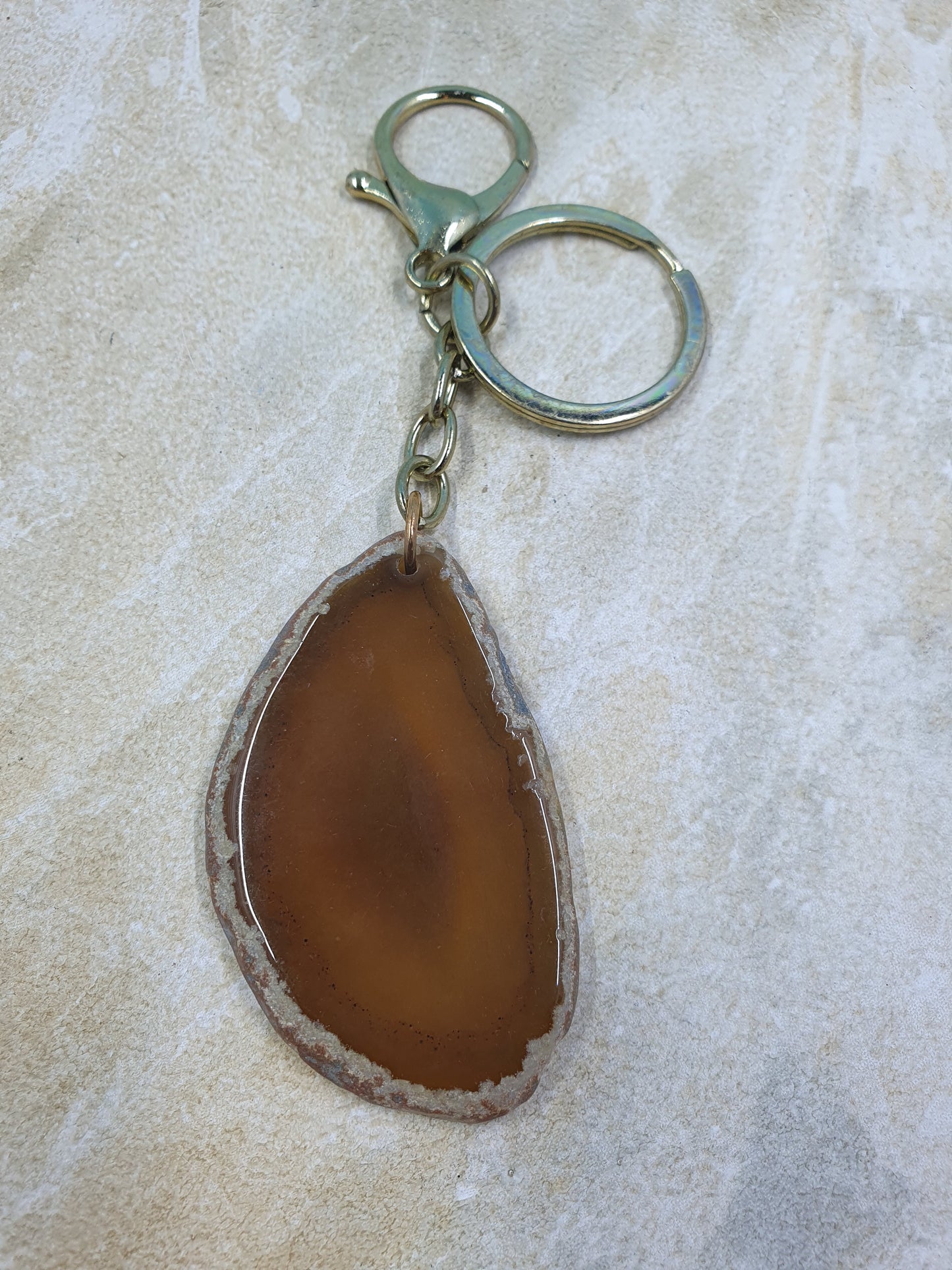 Dyed Agate Slice Keychain