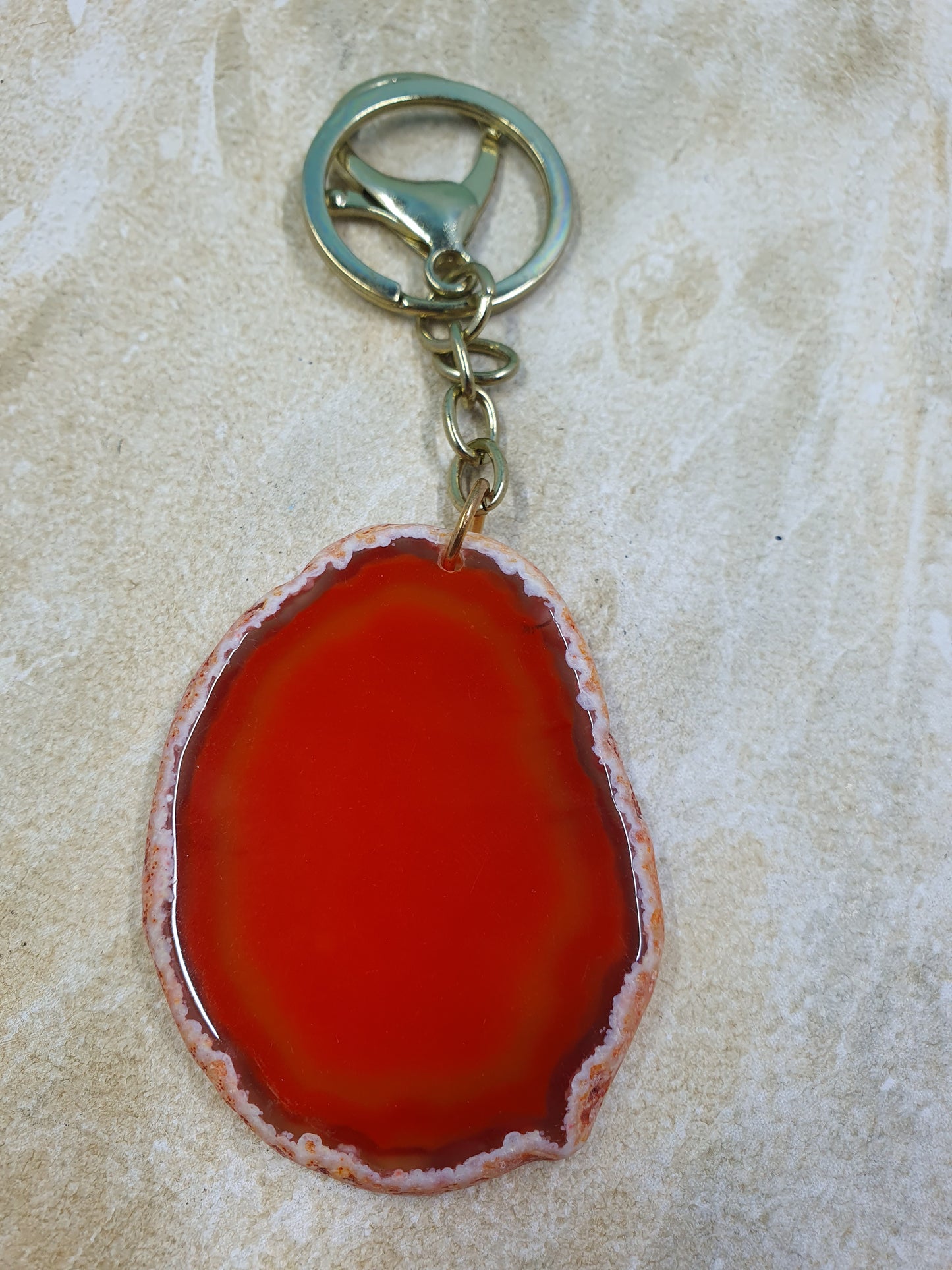 Dyed Agate Slice Keychain