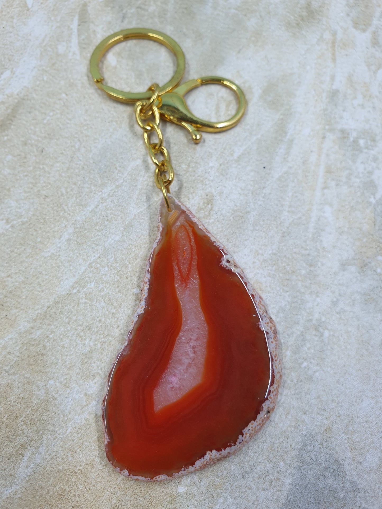 Dyed Agate Slice Keychain