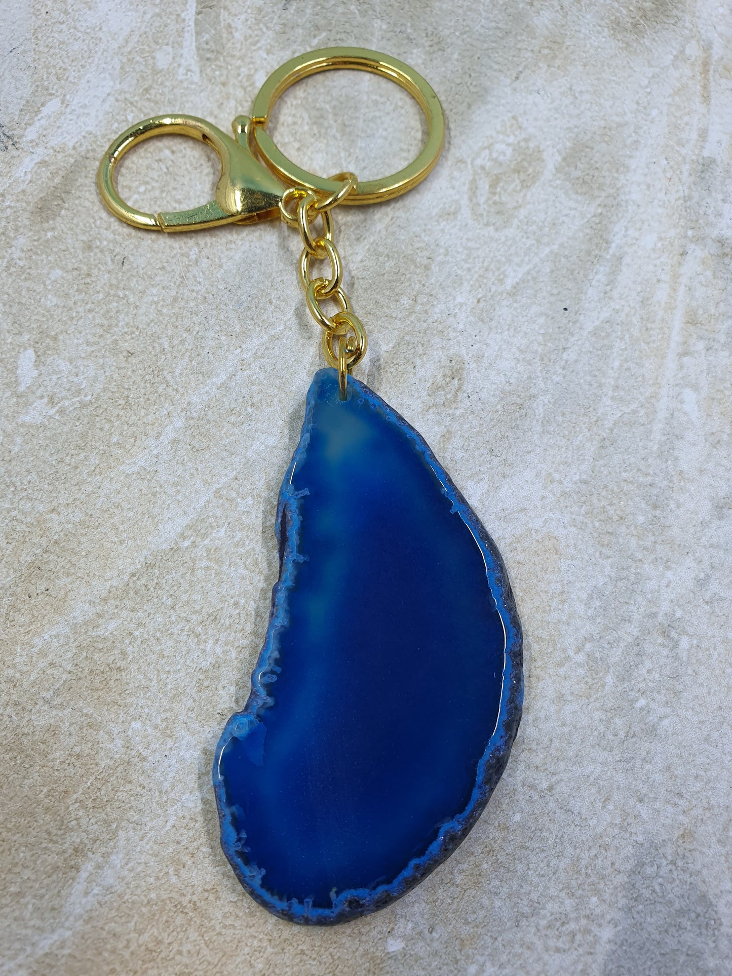 Dyed Agate Slice Keychain