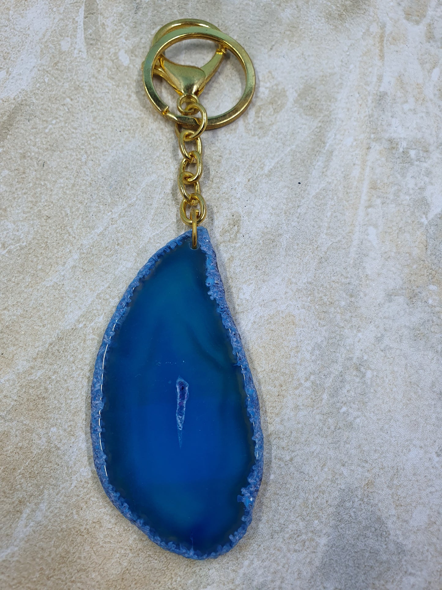 Dyed Agate Slice Keychain