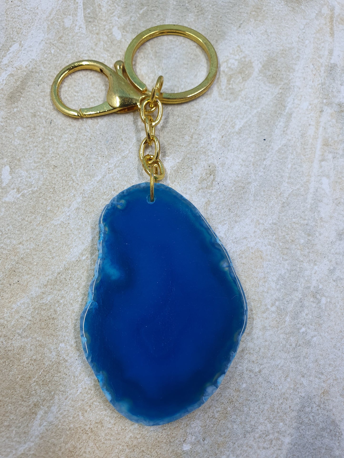 Dyed Agate Slice Keychain