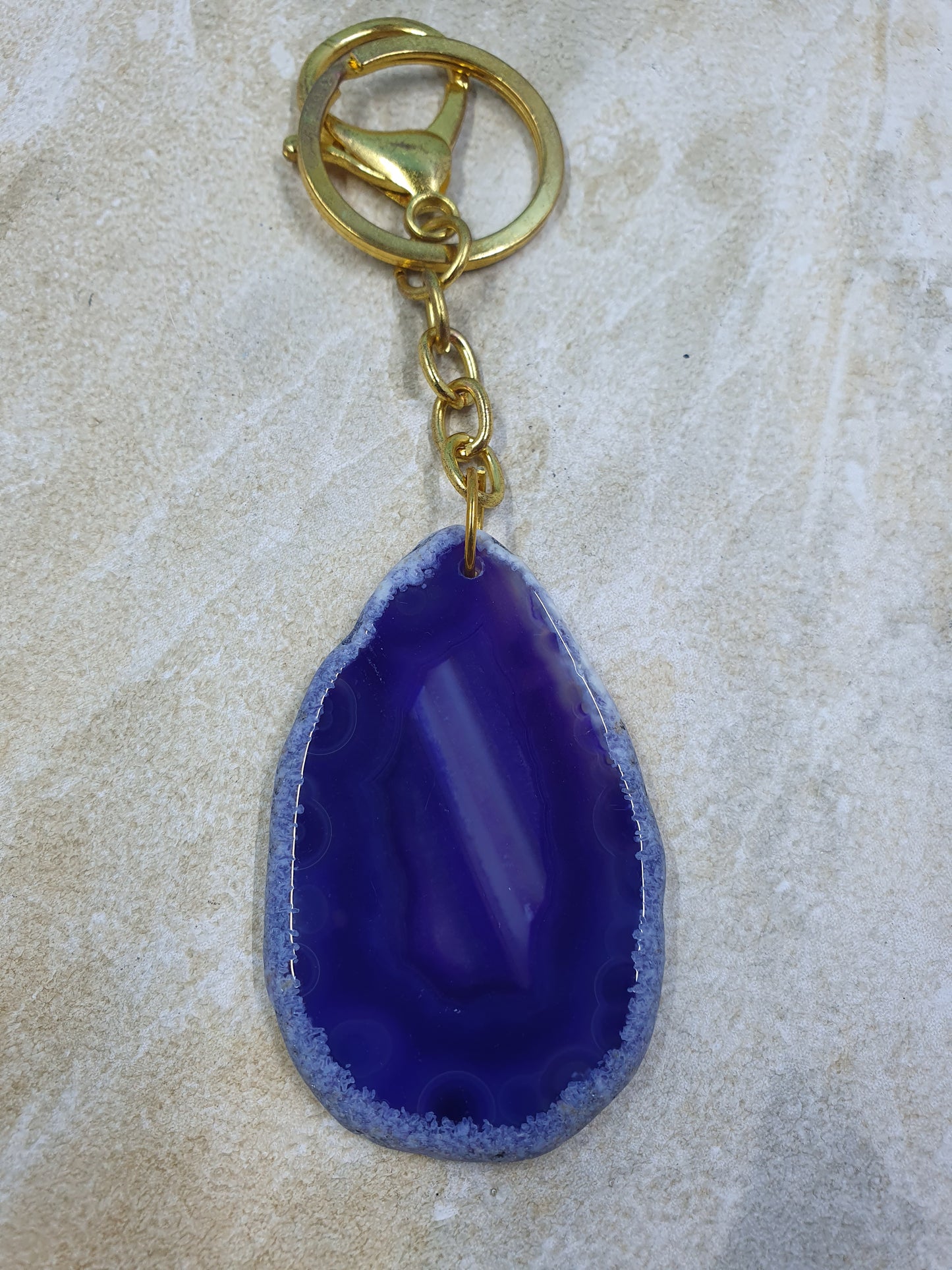 Dyed Agate Slice Keychain