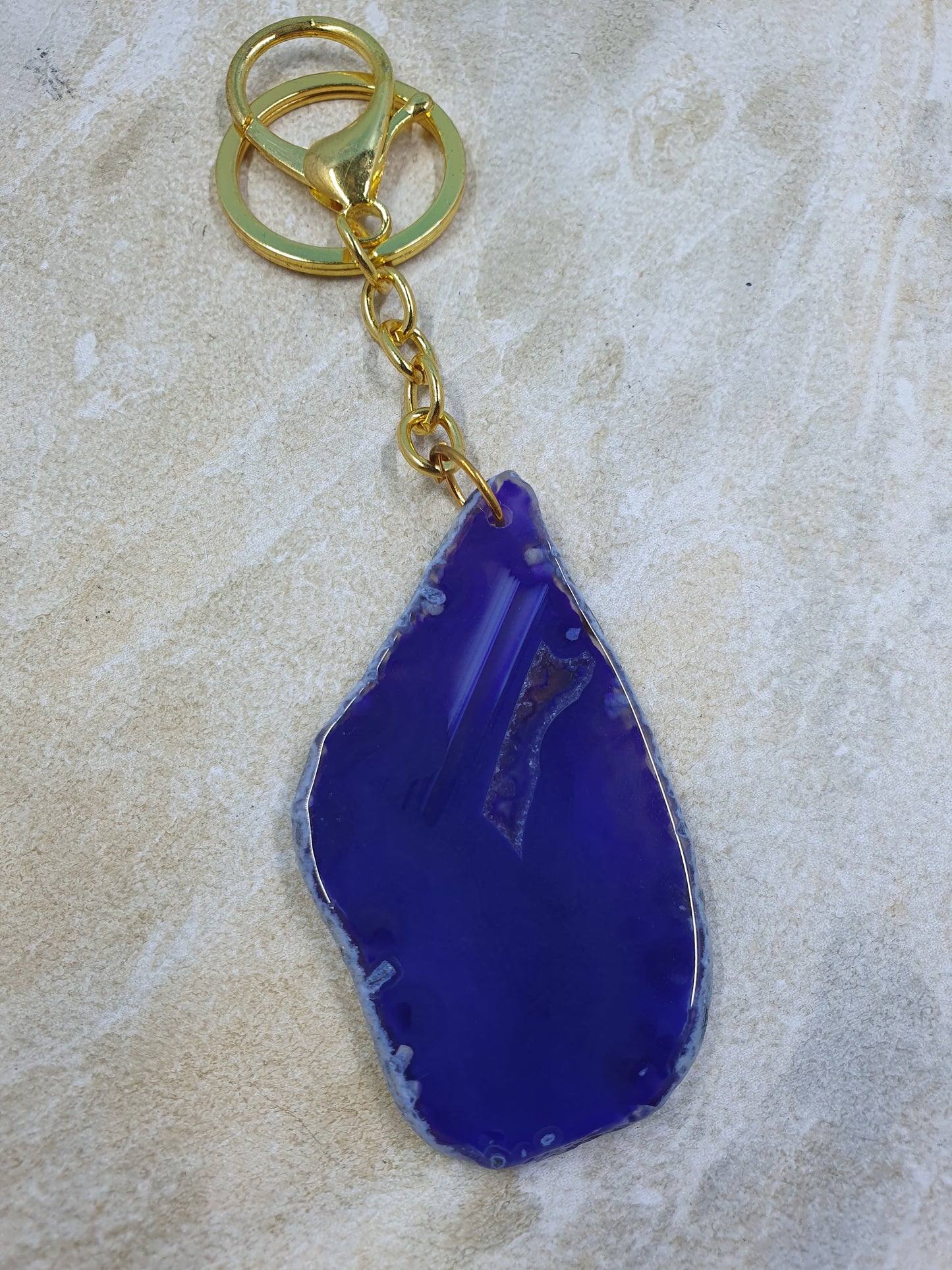 Dyed Agate Slice Keychain