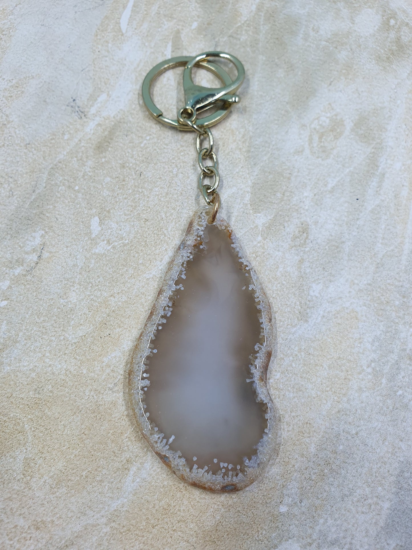 Dyed Agate Slice Keychain