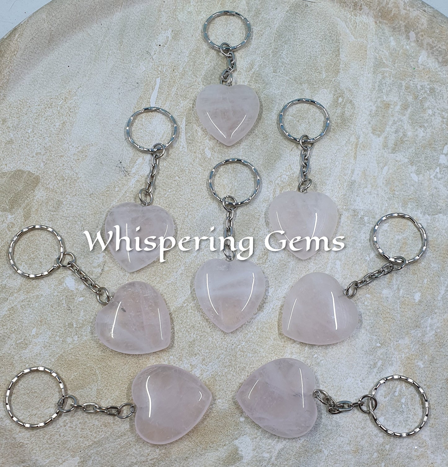 Rose Quartz Heart Keychains