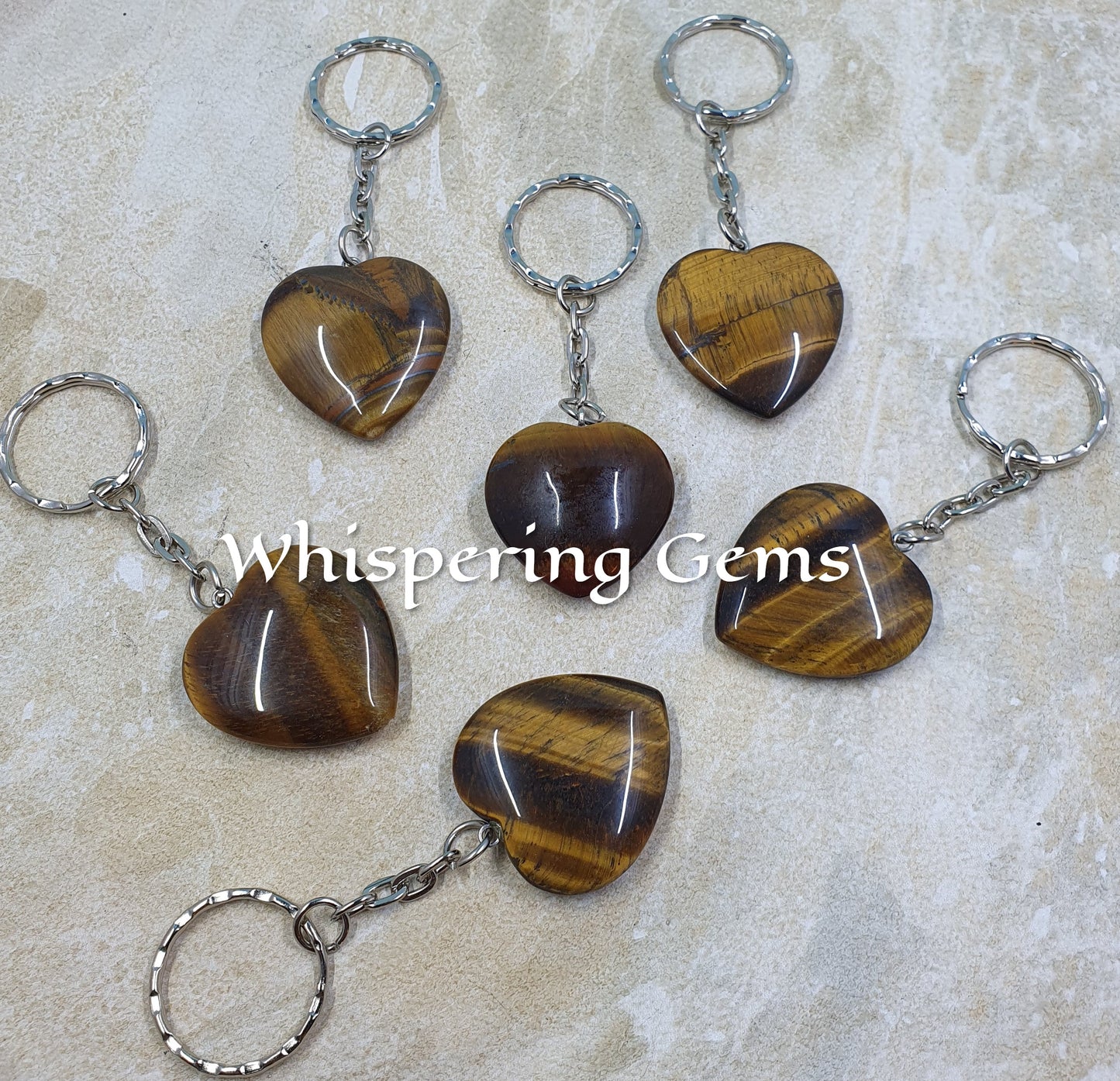 Tigers Eye Heart Keychains