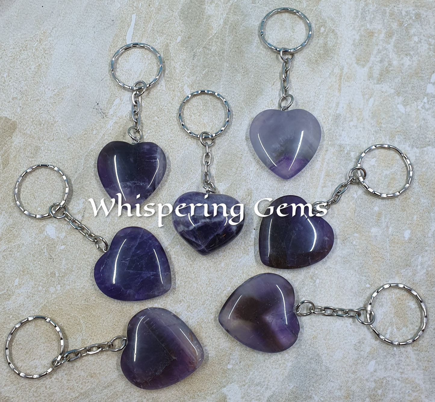 Amethyst Heart Keychains