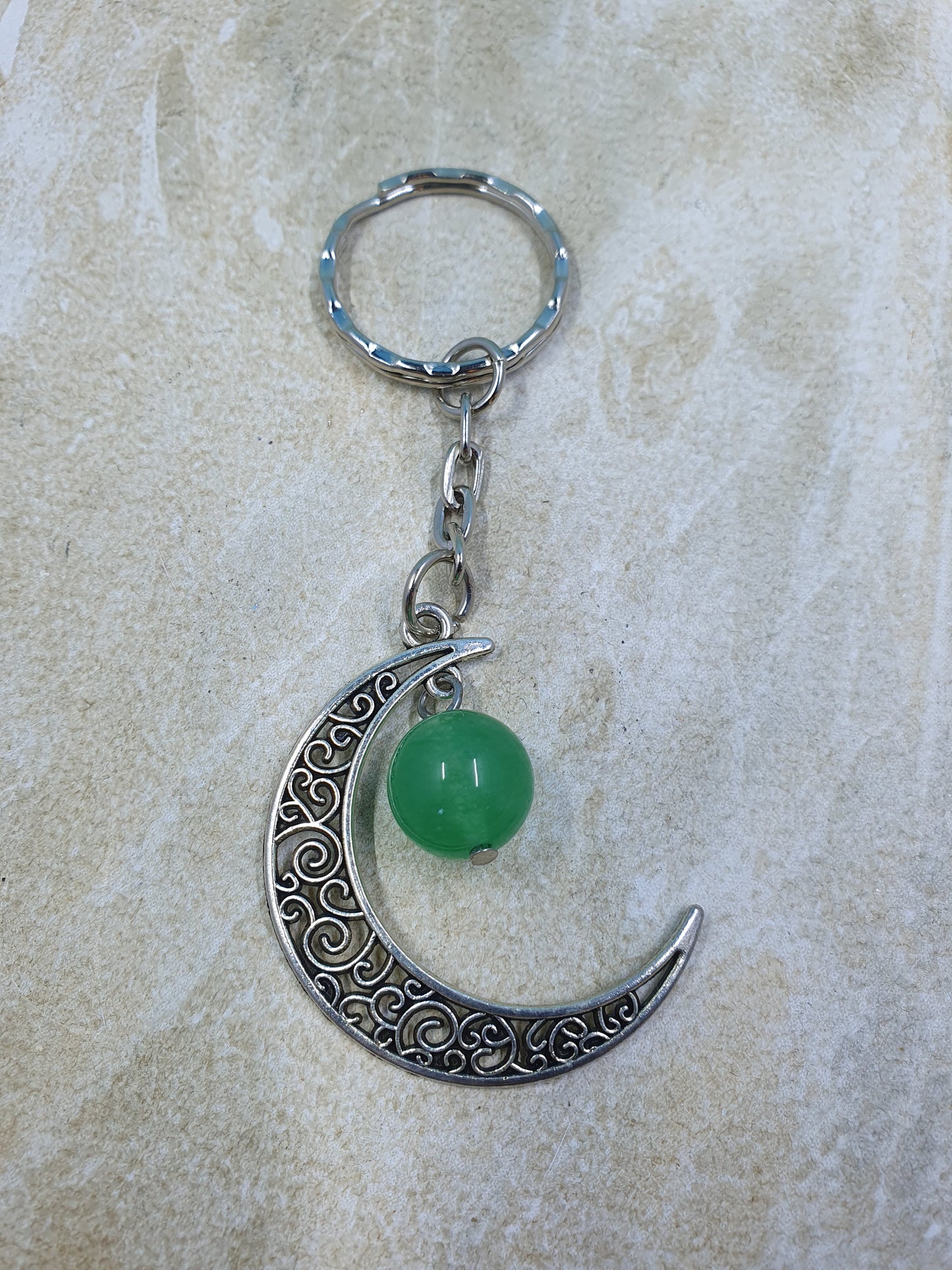 Green Aventurine Half Moon Keychain