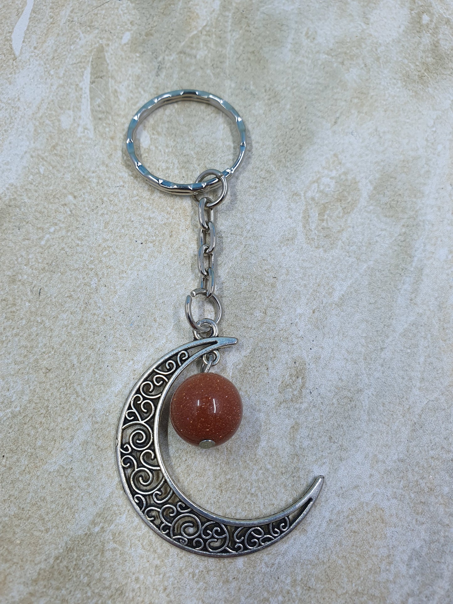 Gold Sandstone Half Moon Keychain