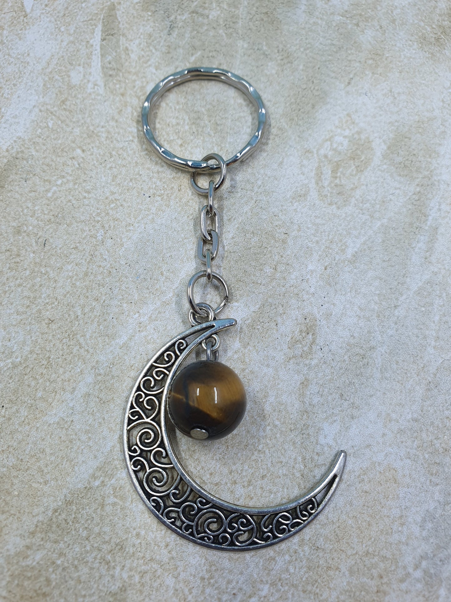 Tigers Eye Half Moon Keychain