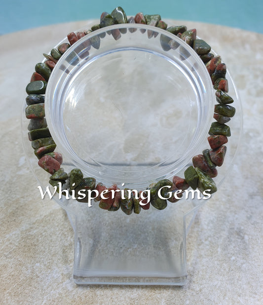 Unakite Crystal Chip Bracelet